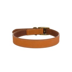 Obroża skórzana, M: 40-47 cm/20 mm, beżowy