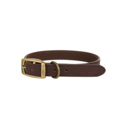 Obroża skórzana, M: 40-47 cm/20 mm, ciemny brąz