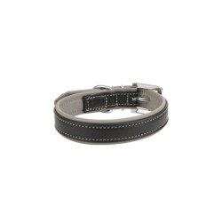 Obroża skórzana, S: 33-40 cm/25 mm, czarna/szara