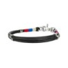 Obroża linowa, L: 55 cm/8 mm, czarny, wstawki niebieskie/czerwone