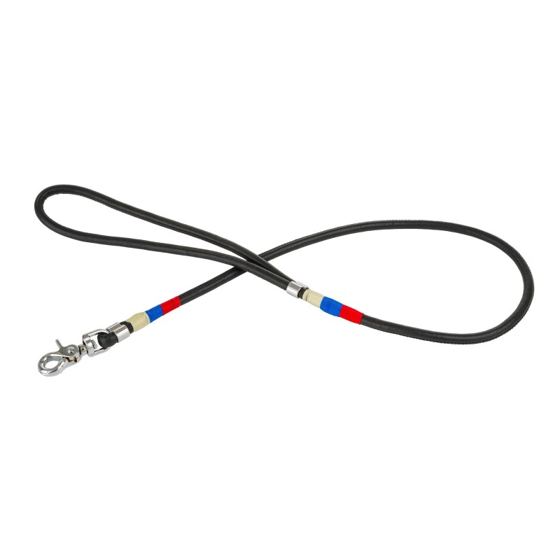 Smycz linowa, 6 mm/100 cm, czarny, wstawki niebieskie/czerwone