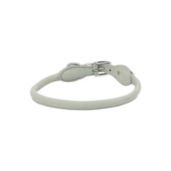 Obroża skórzana, 33-36 cm x 16 mm, szara