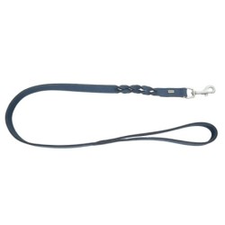 Smycz skórzana, 20 mm x 100 cm, niebieska z warkoczem