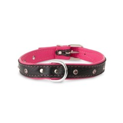 Obroża Skóra Łoś Kryształ 20mm/35cm różowy