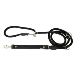 Smycz regulowana Skóra Łoś "STRONG" 25mm/12/220cm czarny