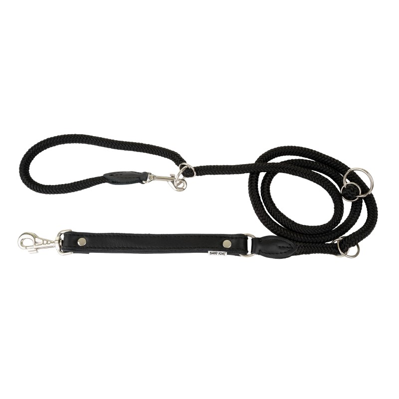 Smycz regulowana Skóra Łoś "STRONG" 25mm/12/220cm czarny