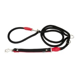 Smycz regulowana Skóra Łoś "STRONG" 25mm/12/220cm czerwony