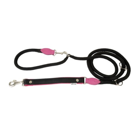 Smycz regulowana Skóra Łoś "STRONG" 25mm/12/220cm różowy