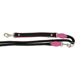 Smycz regulowana Skóra Łoś "STRONG" 25mm/12/220cm różowy