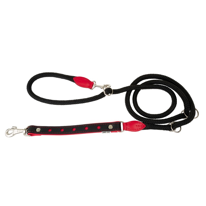Smycz regulowana Skóra Łoś "STRONG" Koła 25mm/12/220cm czerwony