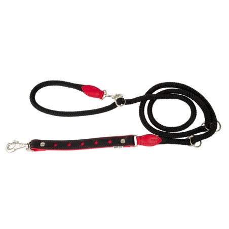 Smycz regulowana Skóra Łoś "STRONG" Koła 25mm/12/220cm czerwony