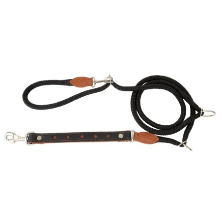 Smycz regulowana Skóra Łoś "STRONG" Koła 25mm/12/220cm koniak