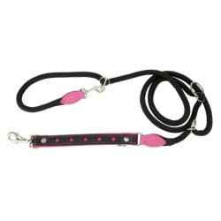 Smycz regulowana Skóra Łoś "STRONG" Koła 25mm/12/220cm różowy