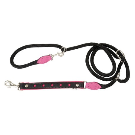 Smycz regulowana Skóra Łoś "STRONG" Koła 25mm/12/220cm różowy