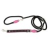 Smycz regulowana Skóra Łoś "STRONG" Koła 25mm/12/220cm różowy