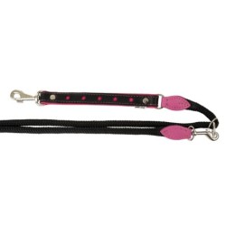 Smycz regulowana Skóra Łoś "STRONG" Koła 25mm/12/220cm różowy