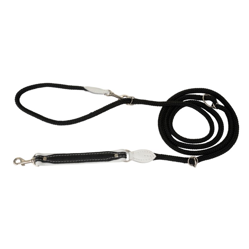 Smycz regulowana Skóra Łoś 20mm/6/220cm biały