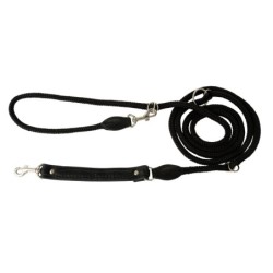 Smycz regulowana Skóra Łoś 20mm/6/220cm czarny