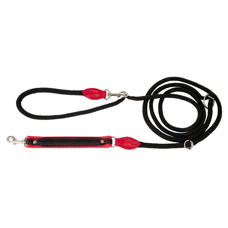 Smycz regulowana Skóra Łoś 20mm/6/220cm czerwony