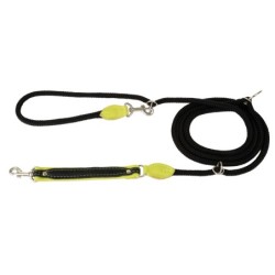 Smycz regulowana Skóra Łoś 20mm/6/220cm limonka