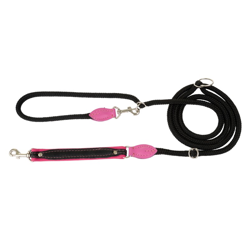 Smycz regulowana Skóra Łoś 20mm/6/220cm różowy