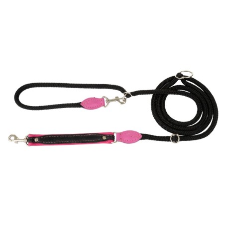 Smycz regulowana Skóra Łoś 20mm/6/220cm różowy