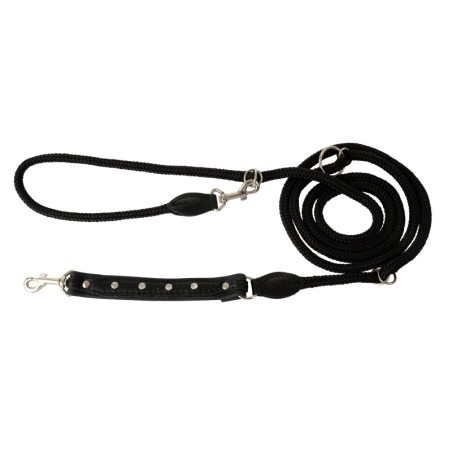 Smycz regulowana Skóra Łoś Kryształ 20mm/6/220cm czarny