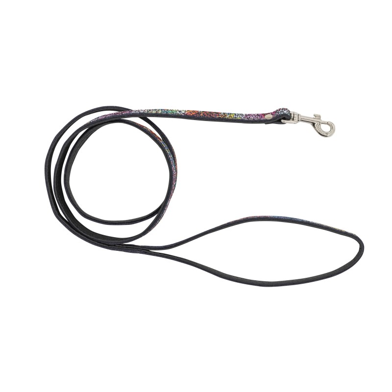Smycz dla psa skórzana Kwiaty, XS-S, 12mm/120cm