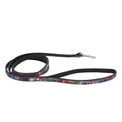Smycz dla psa skórzana Kwiaty, M-L, 20mm/120cm