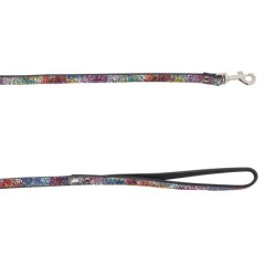 Smycz dla psa skórzana Kwiaty, M-L, 20mm/120cm