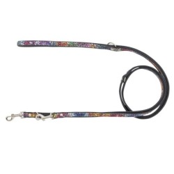Smycz regulowana dla psa skórzana Kwiaty, XS-S, 12mm/200cm