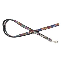 Smycz regulowana dla psa skórzana Kwiaty, M-L, 20mm/200cm
