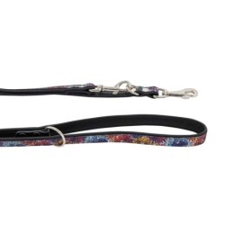 Smycz regulowana dla psa skórzana Kwiaty, M-L, 20mm/200cm