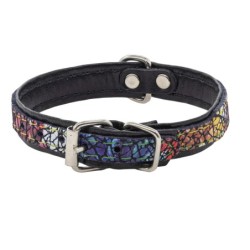 Obroża dla psa skórzana Kwiaty,  XS-S, 12mm/35cm