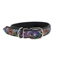 Obroża dla psa skórzana Kwiaty, M-L, 16mm/45cm