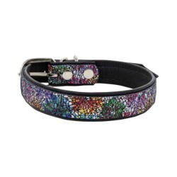 Obroża dla psa skórzana Kwiaty, M-L, 16mm/45cm