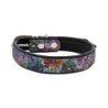 Obroża dla psa skórzana Kwiaty, M-L, 16mm/45cm