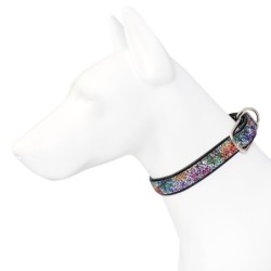 Obroża dla psa skórzana Kwiaty, M-L, 16mm/45cm