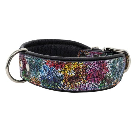 Obroża dla psa skórzana Kwiaty, L-XL, 25mm/55cm