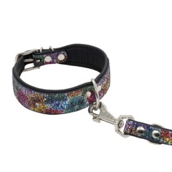 Obroża dla psa skórzana Kwiaty, L-XL, 25mm/55cm