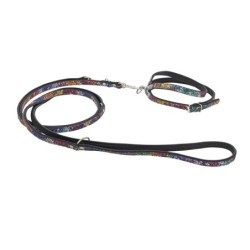 Szelki dla psa skórzane Kwiaty, M-L, 12mm/45cm