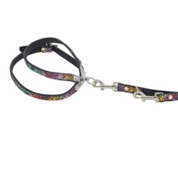 Szelki dla psa skórzane Kwiaty, L-XL, 16mm/55cm