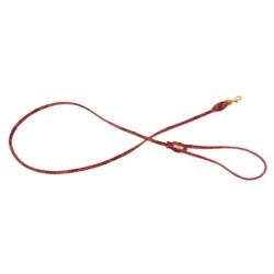 Smycz dla psa okrągła, Serpente, czerwona, skórzana mosiądz, 6mm/120cm