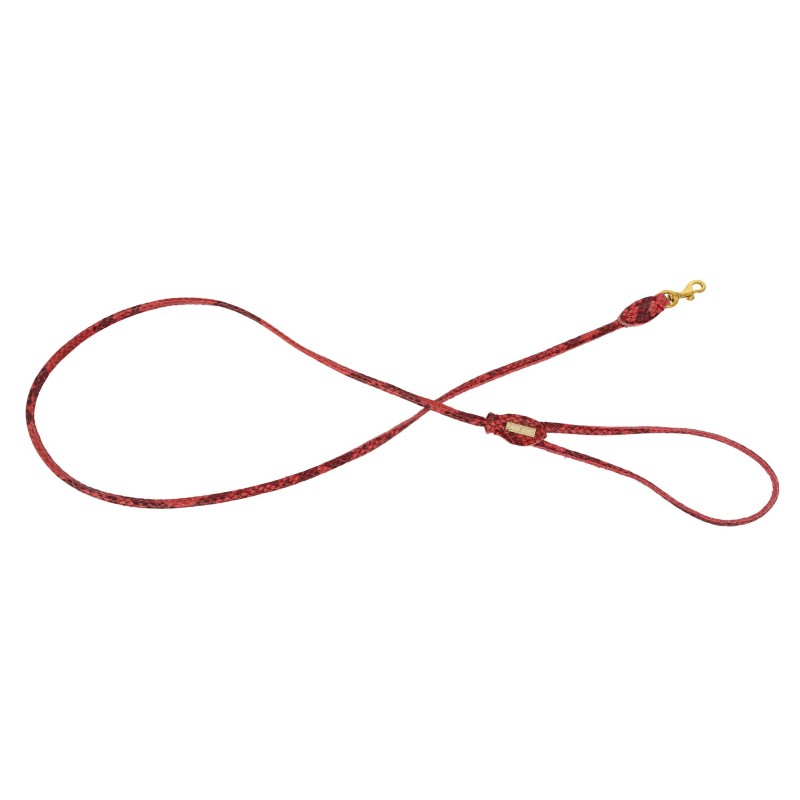 Smycz dla psa okrągła, Serpente, czerwona, skórzana mosiądz, 6mm/120cm