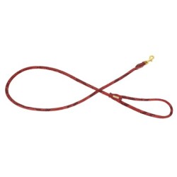 Smycz dla psa okrągła, Serpente, czerwona, skórzana mosiądz, 8mm/120cm