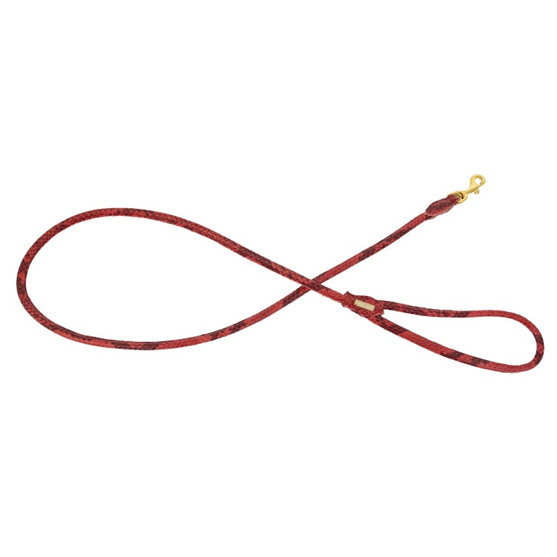 Smycz dla psa okrągła, Serpente, czerwona, skórzana mosiądz, 8mm/120cm