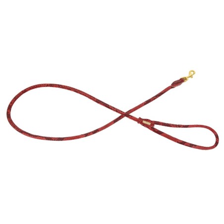 Smycz dla psa okrągła, Serpente, czerwona, skórzana mosiądz, 8mm/120cm