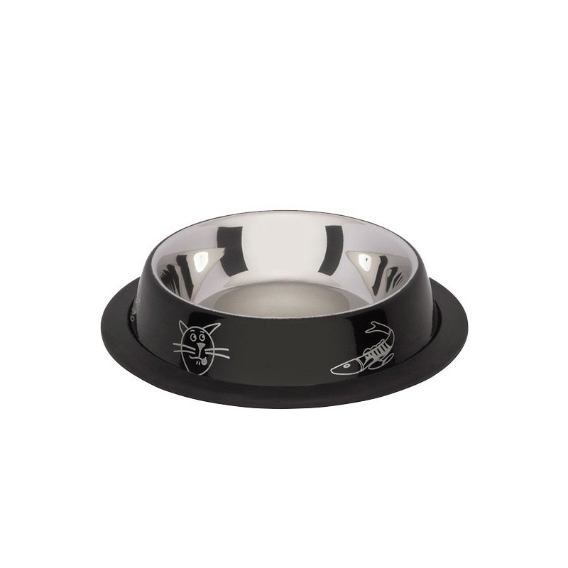 MISKA NA GUMIE, KOLOROWY NADRUK, CZARNA, 0,25L