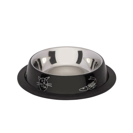 MISKA NA GUMIE, KOLOROWY NADRUK, CZARNA, 0,25L