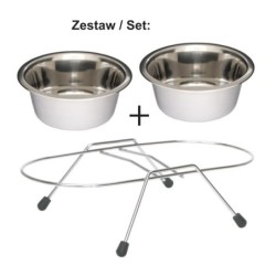 STOJAK Z MISKAMI 0,9 L CHROMOWANY